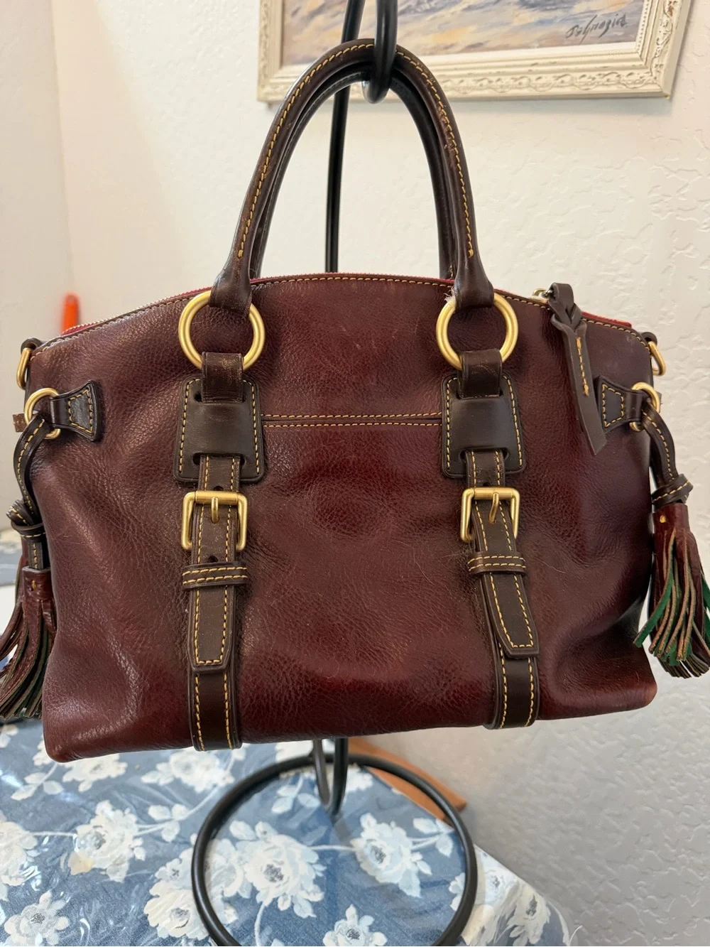 Dooney & Bourke Dark Brown Leather  Satchel with Gold Hardware